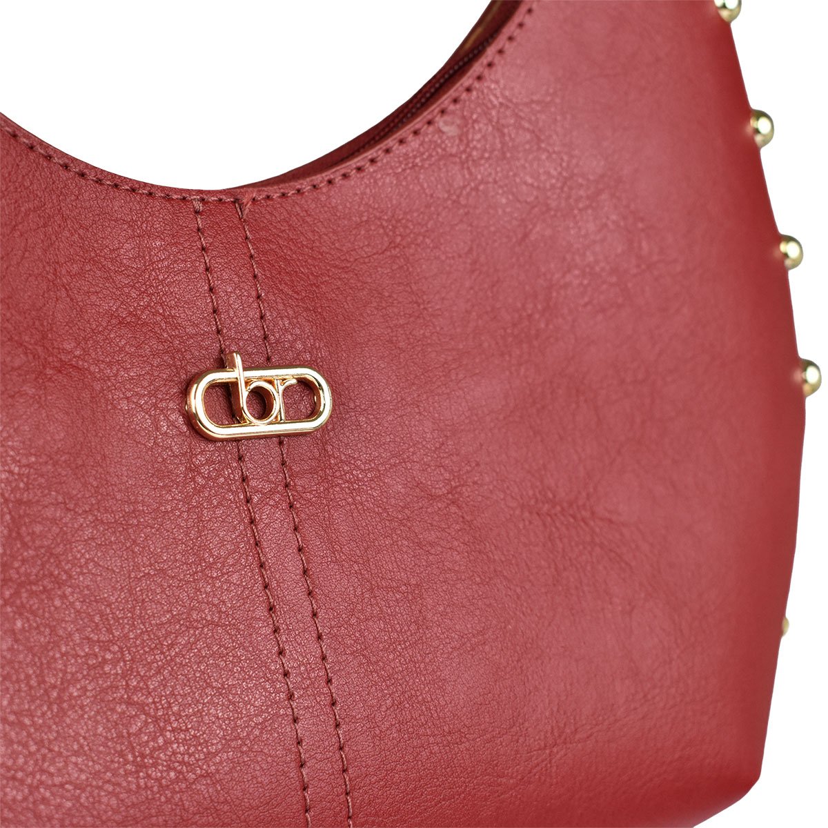 Bolsa Beira Rio Cherry Detalhes Dourados Sofisticados Vermelho 6