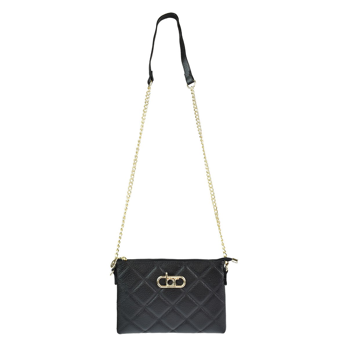 Beira Rio Elegancia Matelasse Preto Alca Corrente Dourada