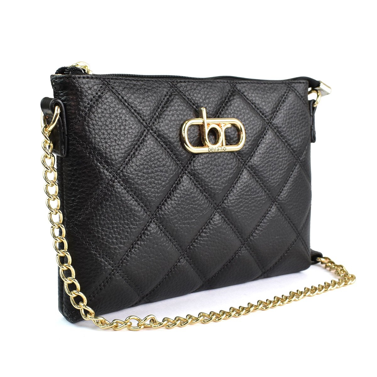 Beira Rio Elegancia Matelasse Preto Alca Corrente Dourada Preto 3