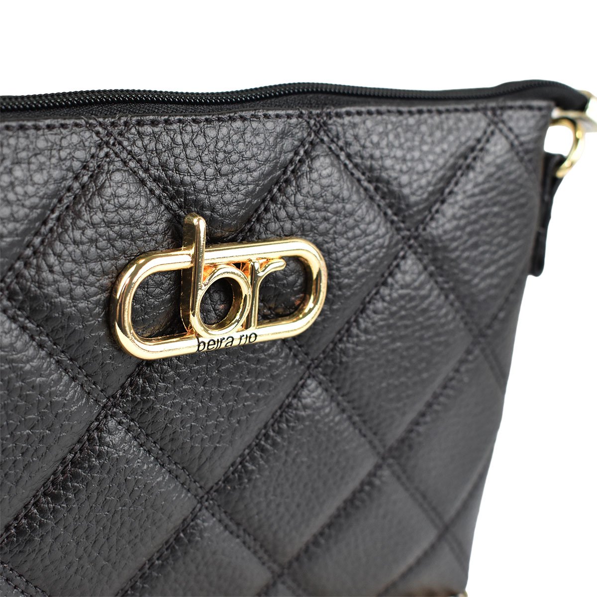 Beira Rio Elegancia Matelasse Preto Alca Corrente Dourada Preto 6