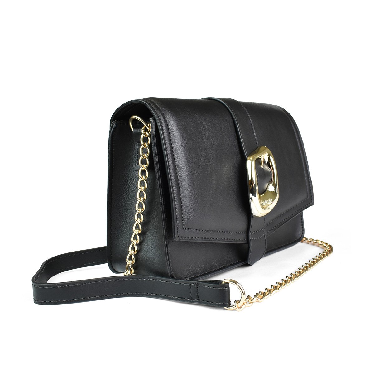 Beira Rio Preta Bolsa Estruturada Alca Corrente Dourada Preto 3