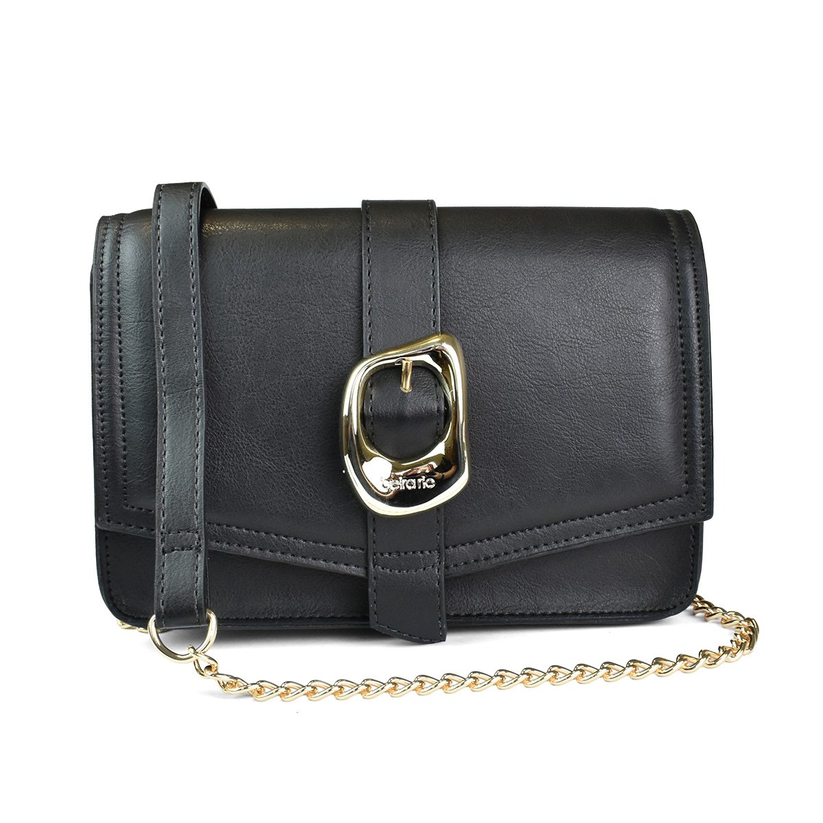 Beira Rio Preta Bolsa Estruturada Alca Corrente Dourada Preto 4