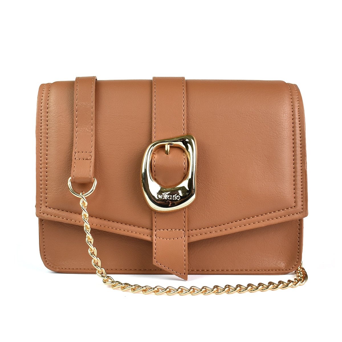 Bolsa Beira Rio Camel Elegancia Versatil Alca Corrente