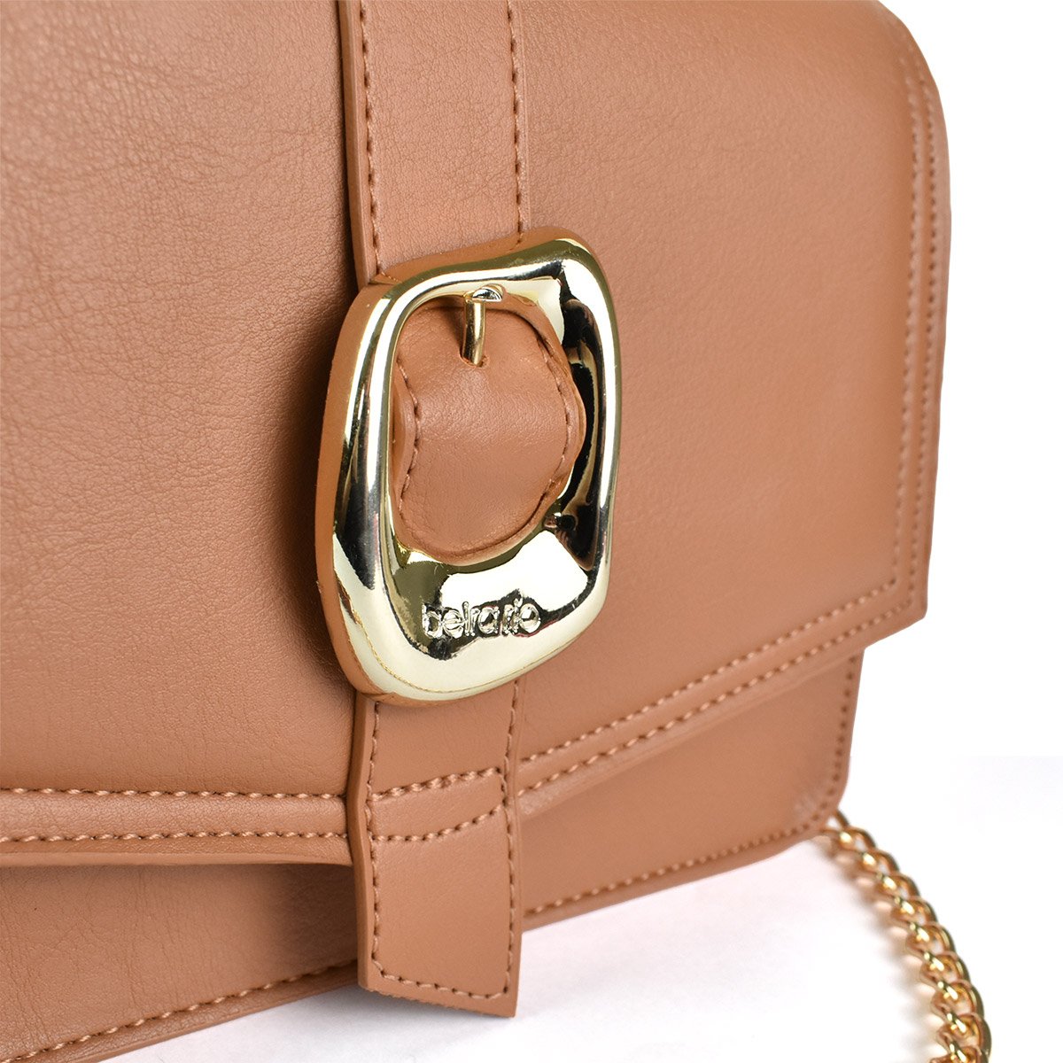 Bolsa Beira Rio Camel Elegancia Versatil Alca Corrente Marrom 5