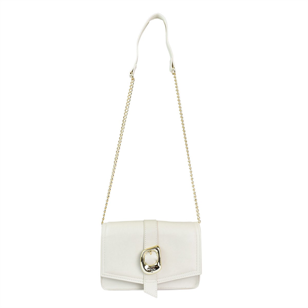 Bolsa Beira Rio Off White Luxo Alca Corrente Dourada Branco 4