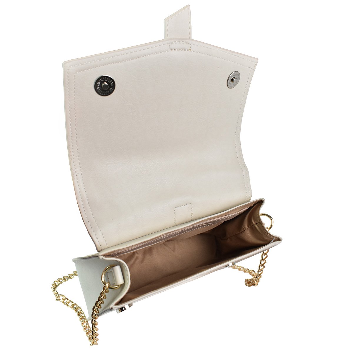 Bolsa Beira Rio Off White Luxo Alca Corrente Dourada Branco 6
