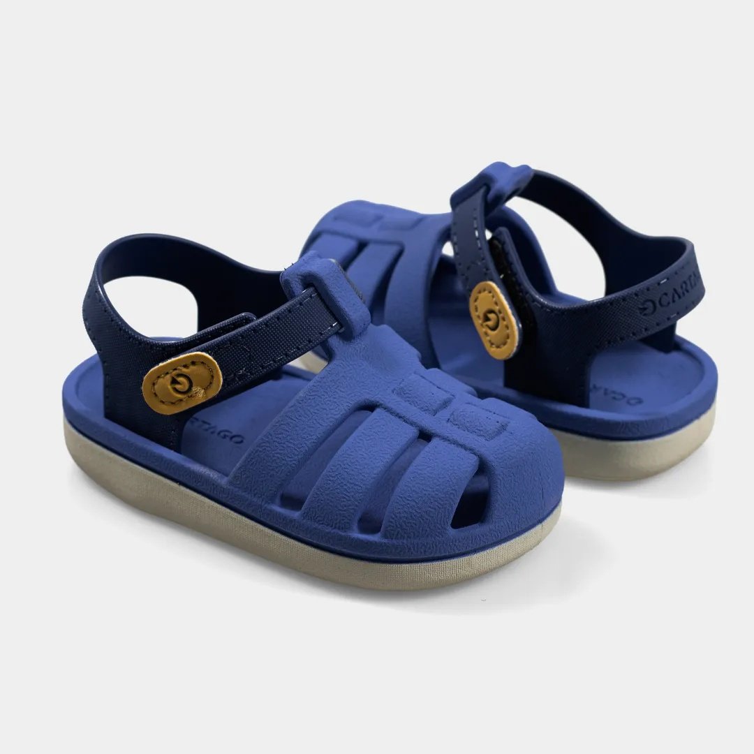 Sandalia Cartago Infantil Azul Bege Velcro Ultraleve Meninos Azul 5