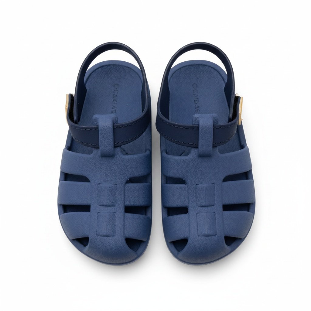Sandalia Cartago Infantil Azul Bege Velcro Ultraleve Meninos Azul 2