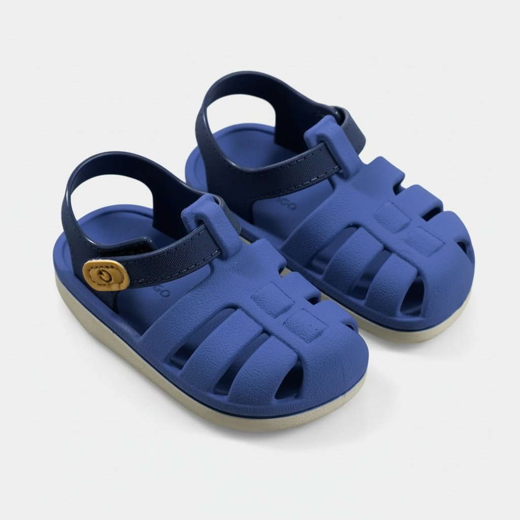 Sandalia Cartago Infantil Azul Bege Velcro Ultraleve Meninos Azul 4