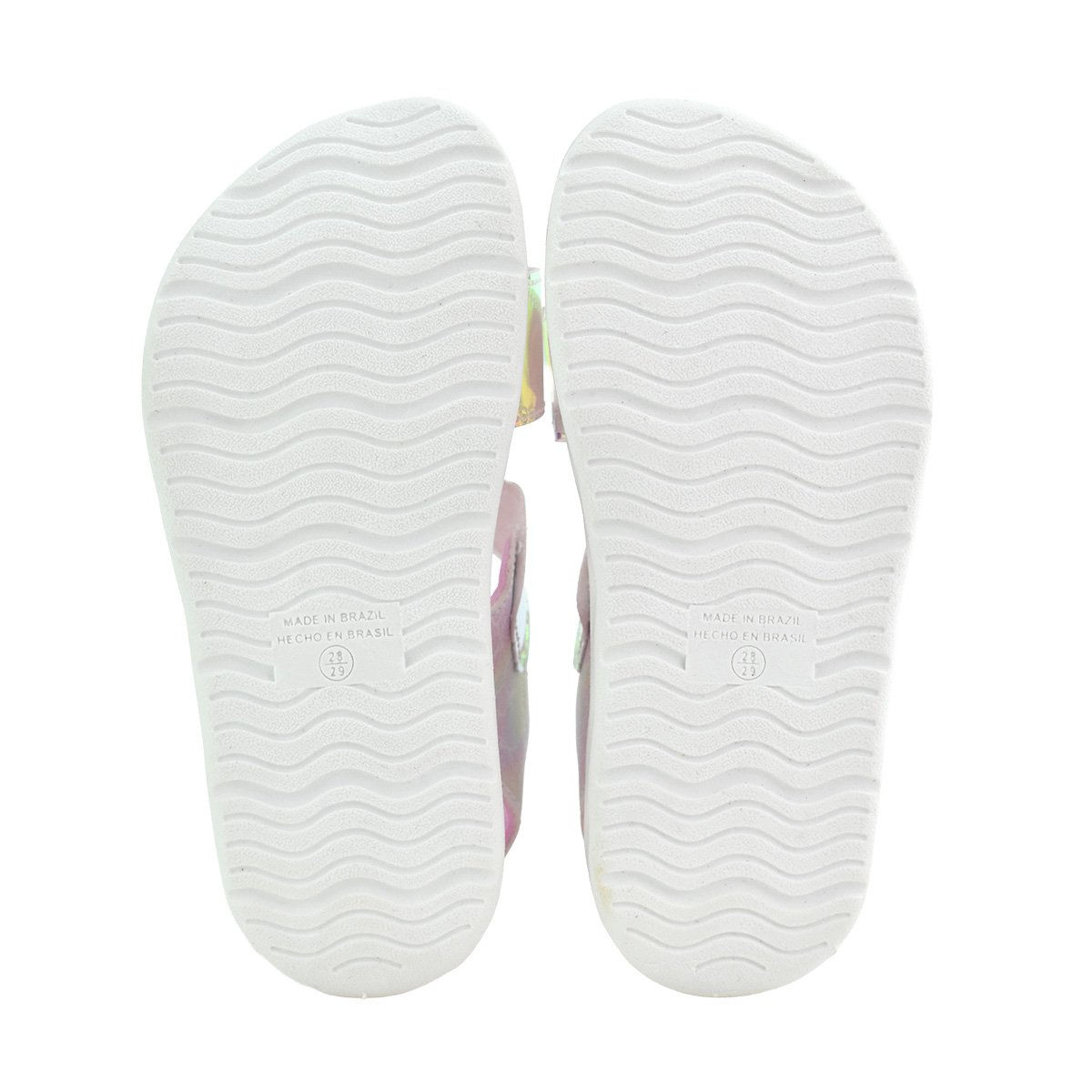 Sandalia Meninas Papete Mini Pe Rosa Ajuste Facil Casual Branco 7