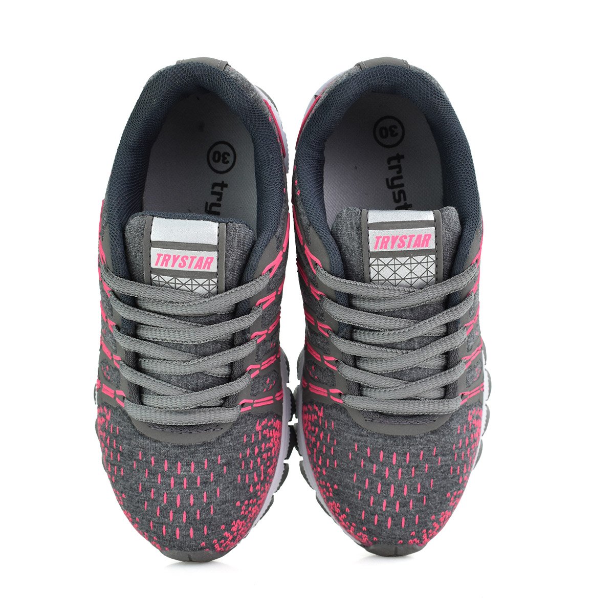 Tenis Infantil Try Star Feminino Grafite Pink Cadarco Cinza/Rosa 3