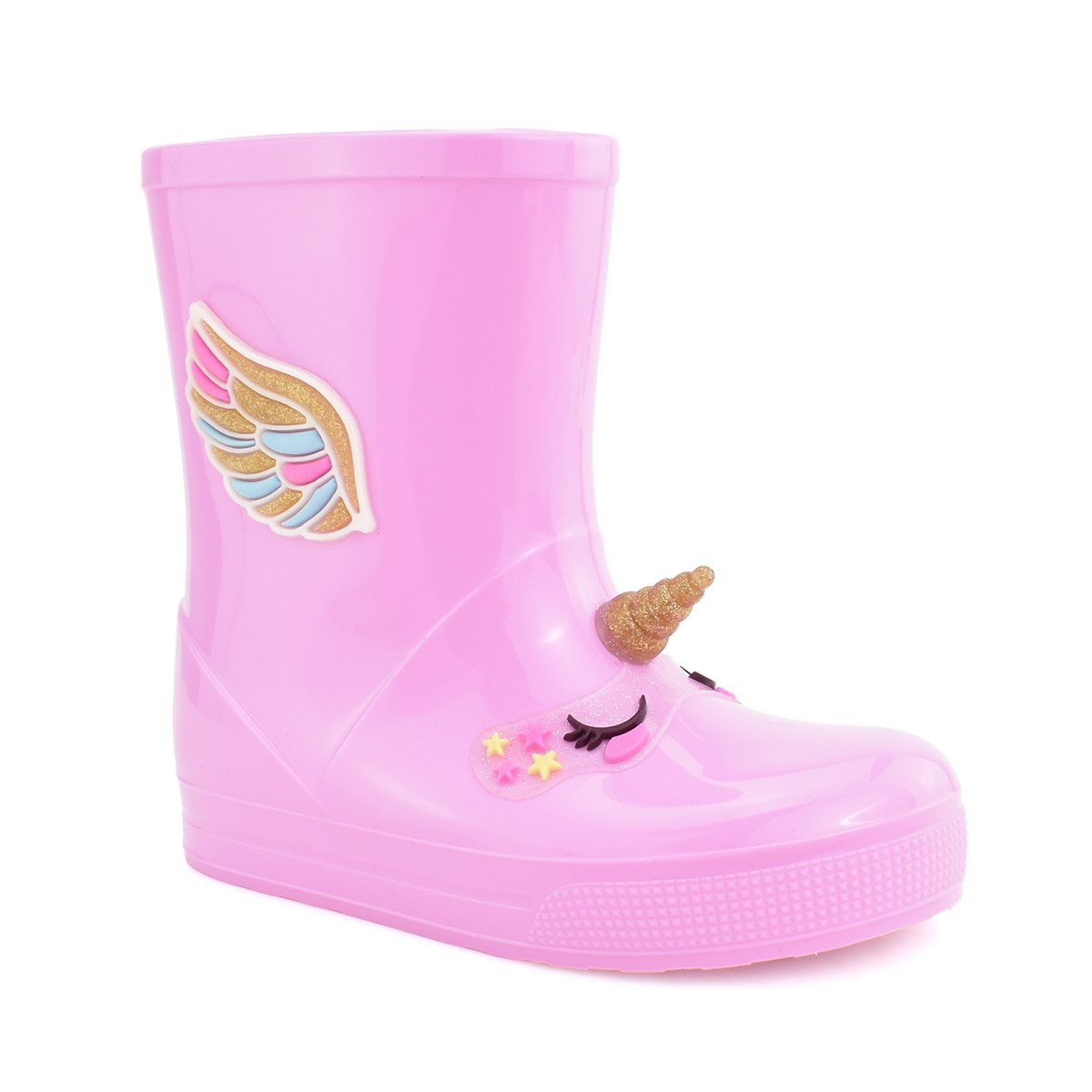 Galocha Luelua Bota Unicornio Cano Medio Meninas Rosa