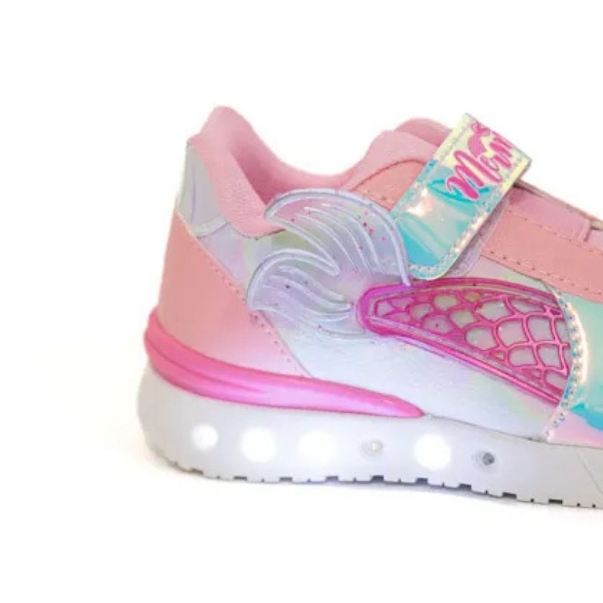 Tenis Infantil Menina Mini Pe Sereia Rosa Led Casual Rosa 4