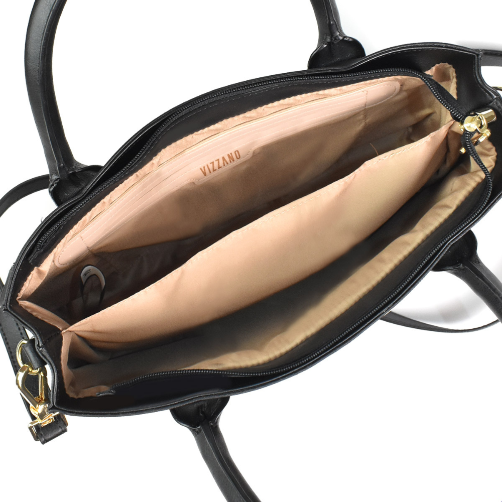 Bolsa Vizzano Napa Soft Preta Elegancia Essencial Versatil Preto 2
