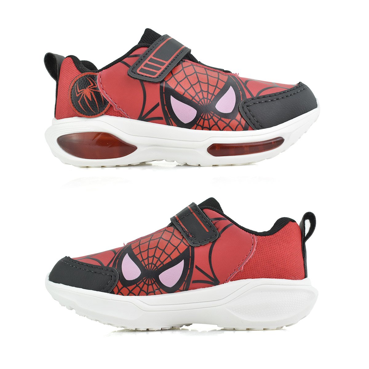 Tenis Meninos Mini Pe Vermelho Preto Velcro Luz Led Casual Vermelho 4