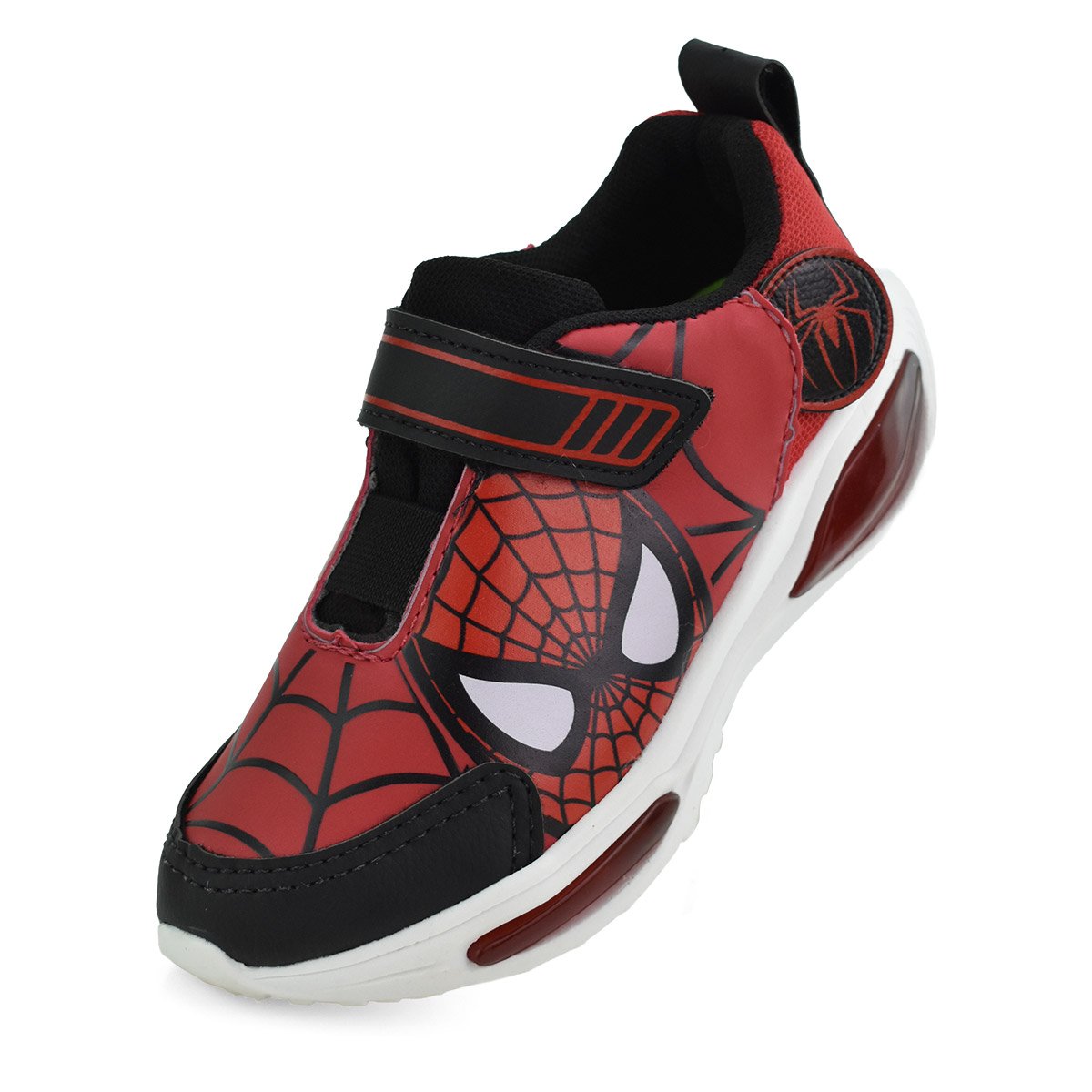 Tenis Meninos Mini Pe Vermelho Preto Velcro Luz Led Casual Vermelho 6