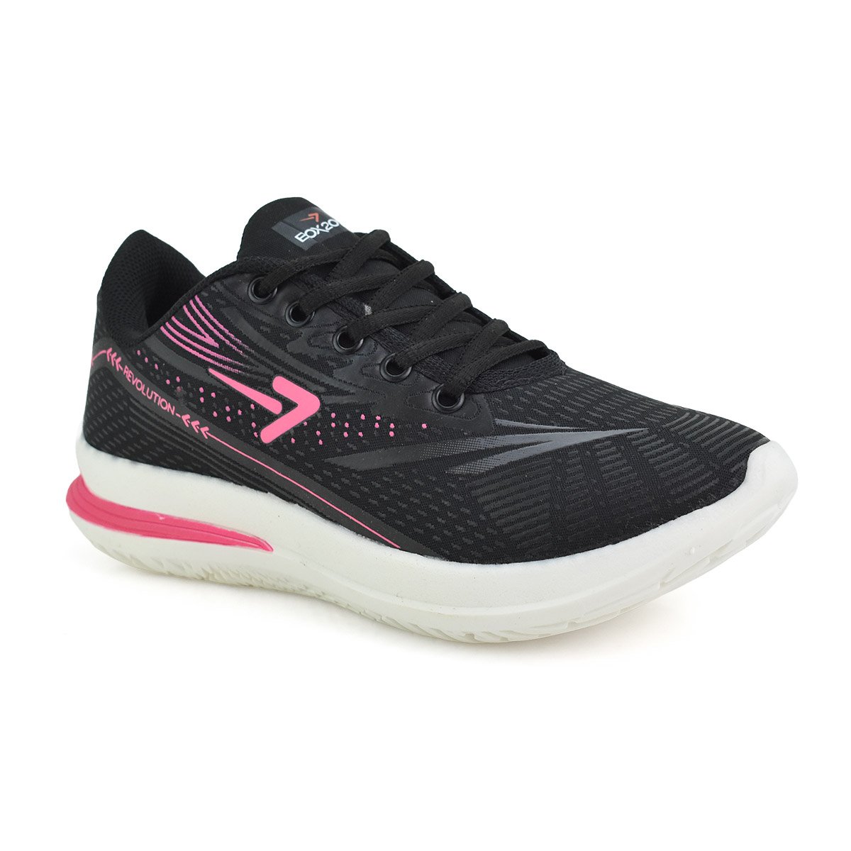 Tenis Box 200 Meninas Preto Pink  Antiderrapante