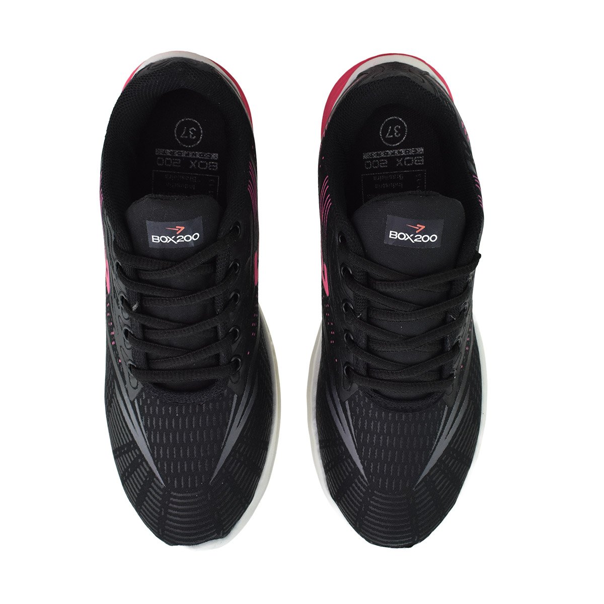 Tenis Box 200 Meninas Preto Pink  Antiderrapante Preto 3