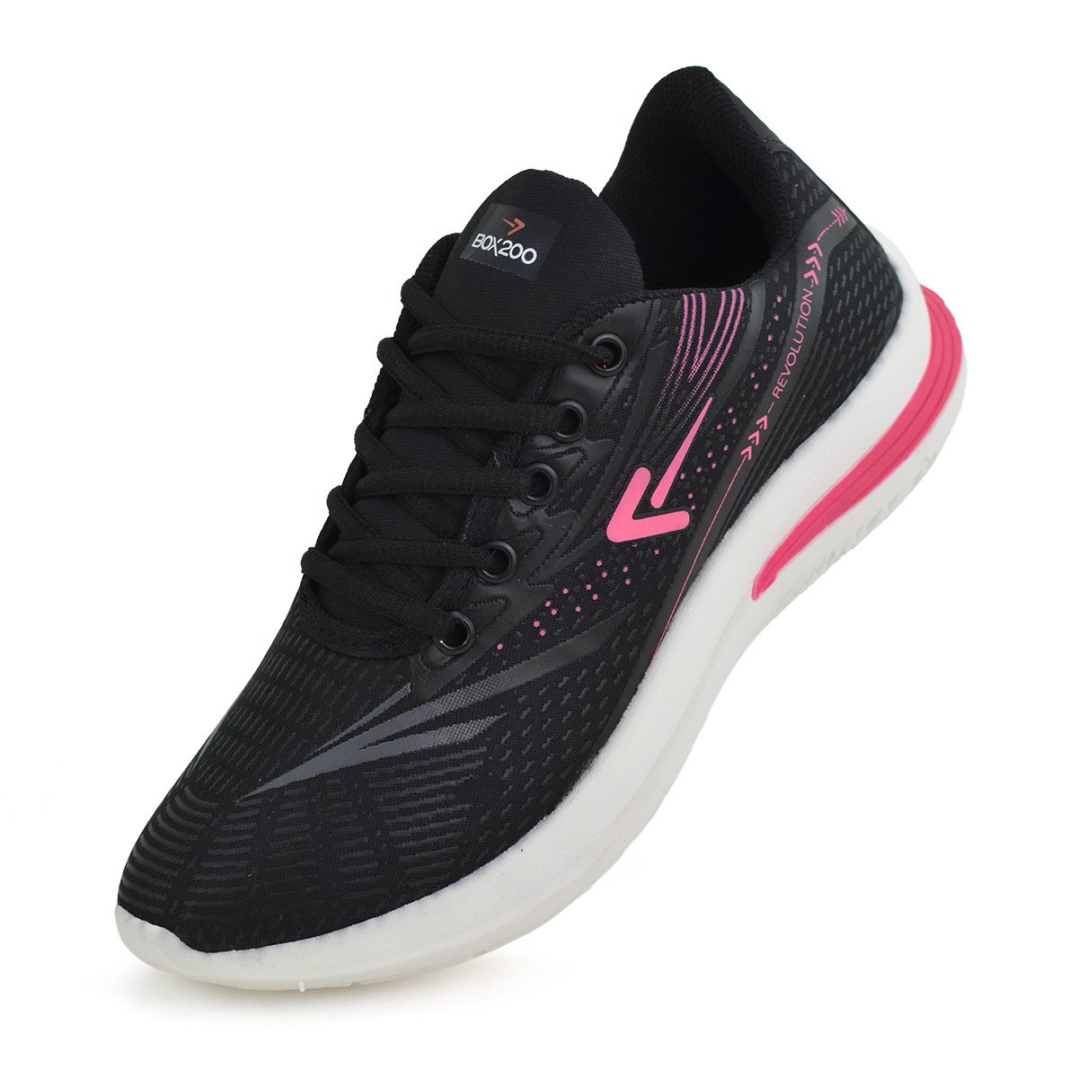 Tenis Box 200 Meninas Preto Pink  Antiderrapante Preto 6