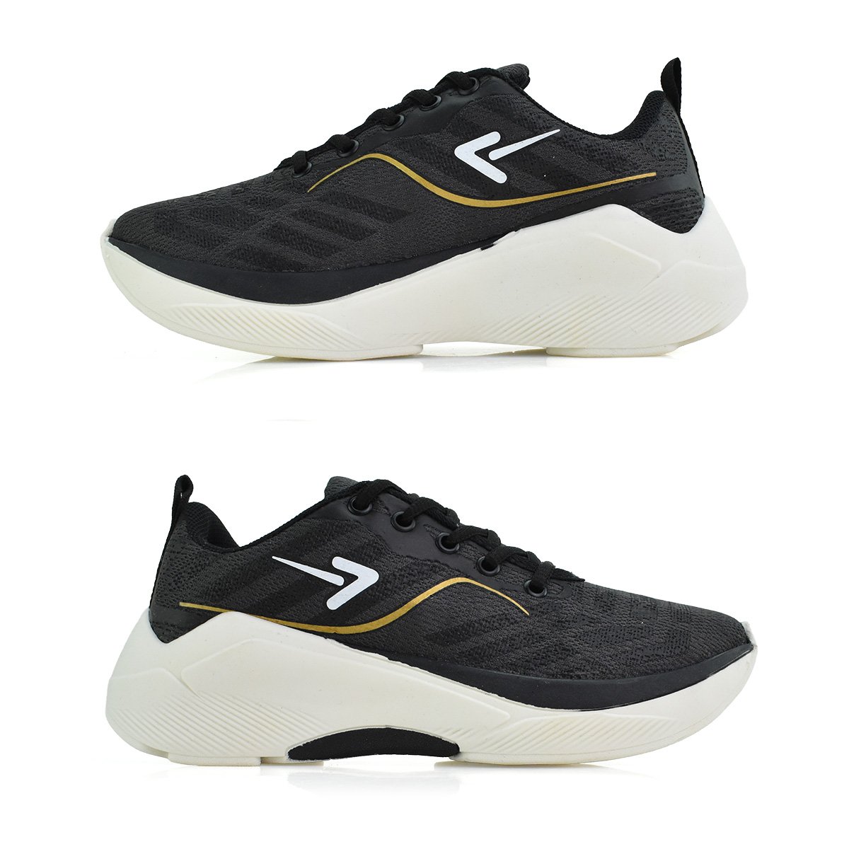 Tenis Box 200 Feminino Preto Dourado Conforto e Estilo Preto 4