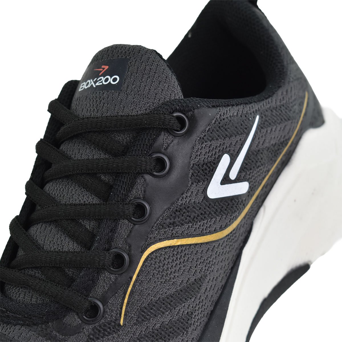 Tenis Box 200 Feminino Preto Dourado Conforto e Estilo Preto 5