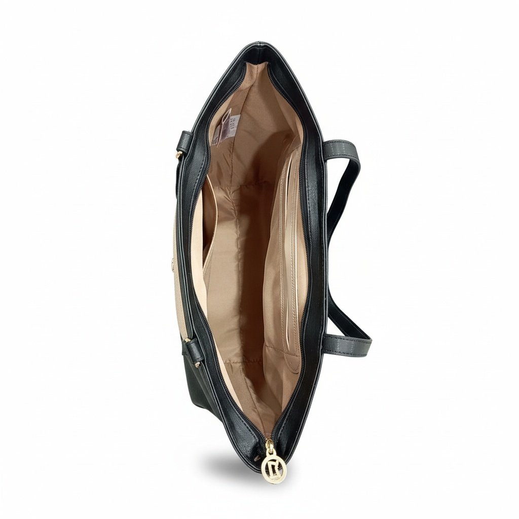 Bolsa Modare Versatil Preta Elegante Feminina Estilo Moderno Bege/Preto 3