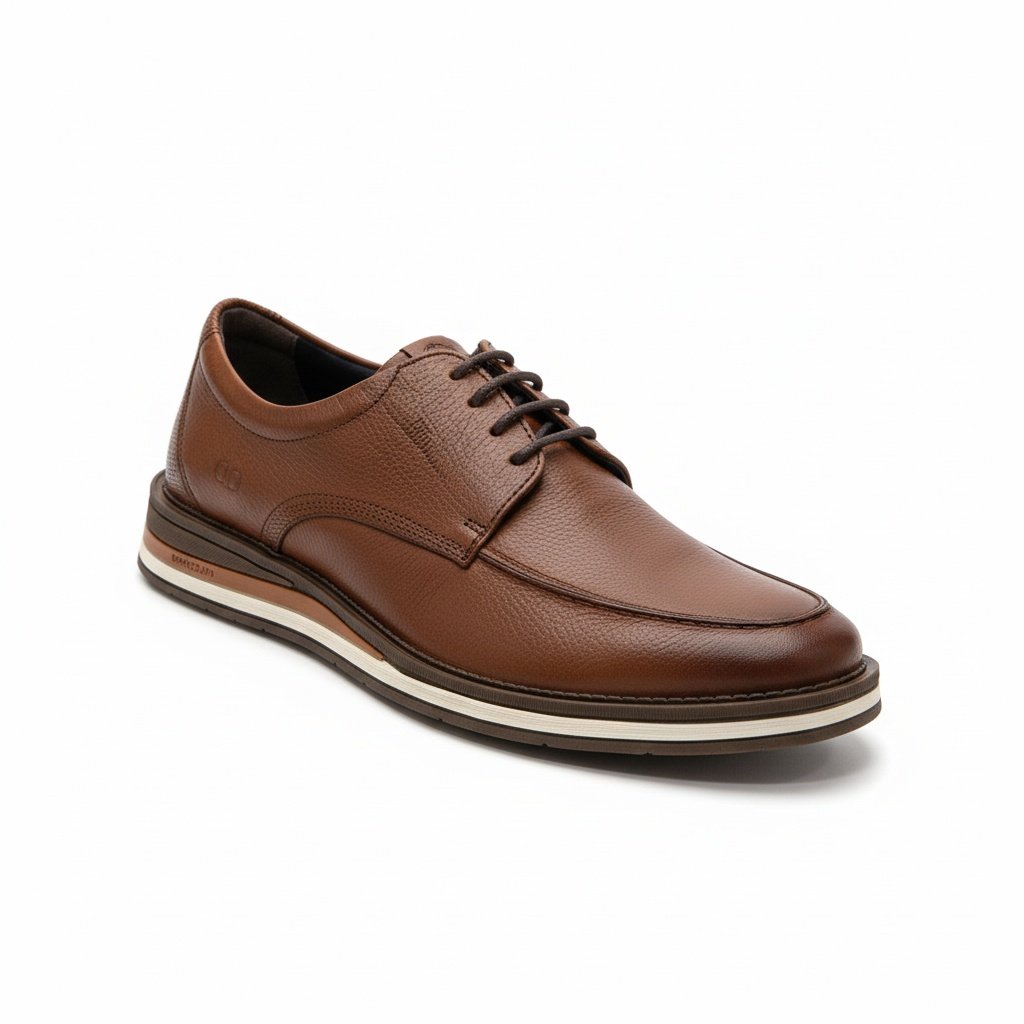 Democrata Sapato Masculino Conhaque Anatomico Casual