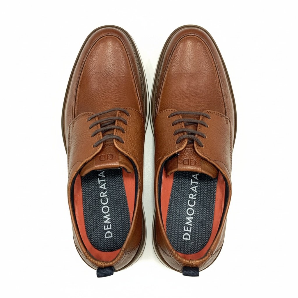 Democrata Sapato Masculino Conhaque Anatomico Casual Marrom 4