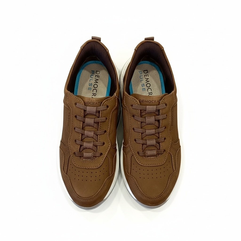 Democrata Tenis Casual Castanho Camurca Masculino Casual Marrom 4