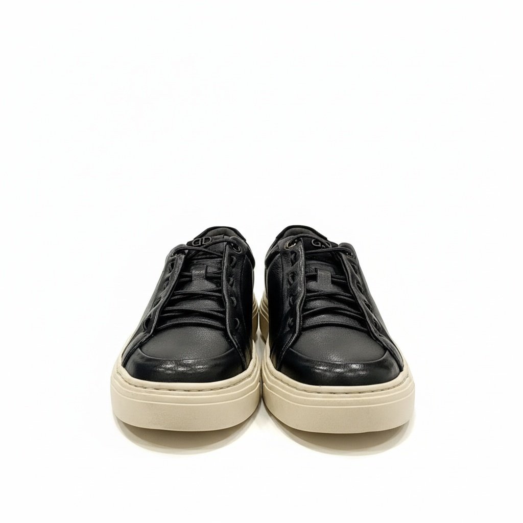 Democrata Tenis Masculino Couro Preto Urbano Sofisticado Preto 3