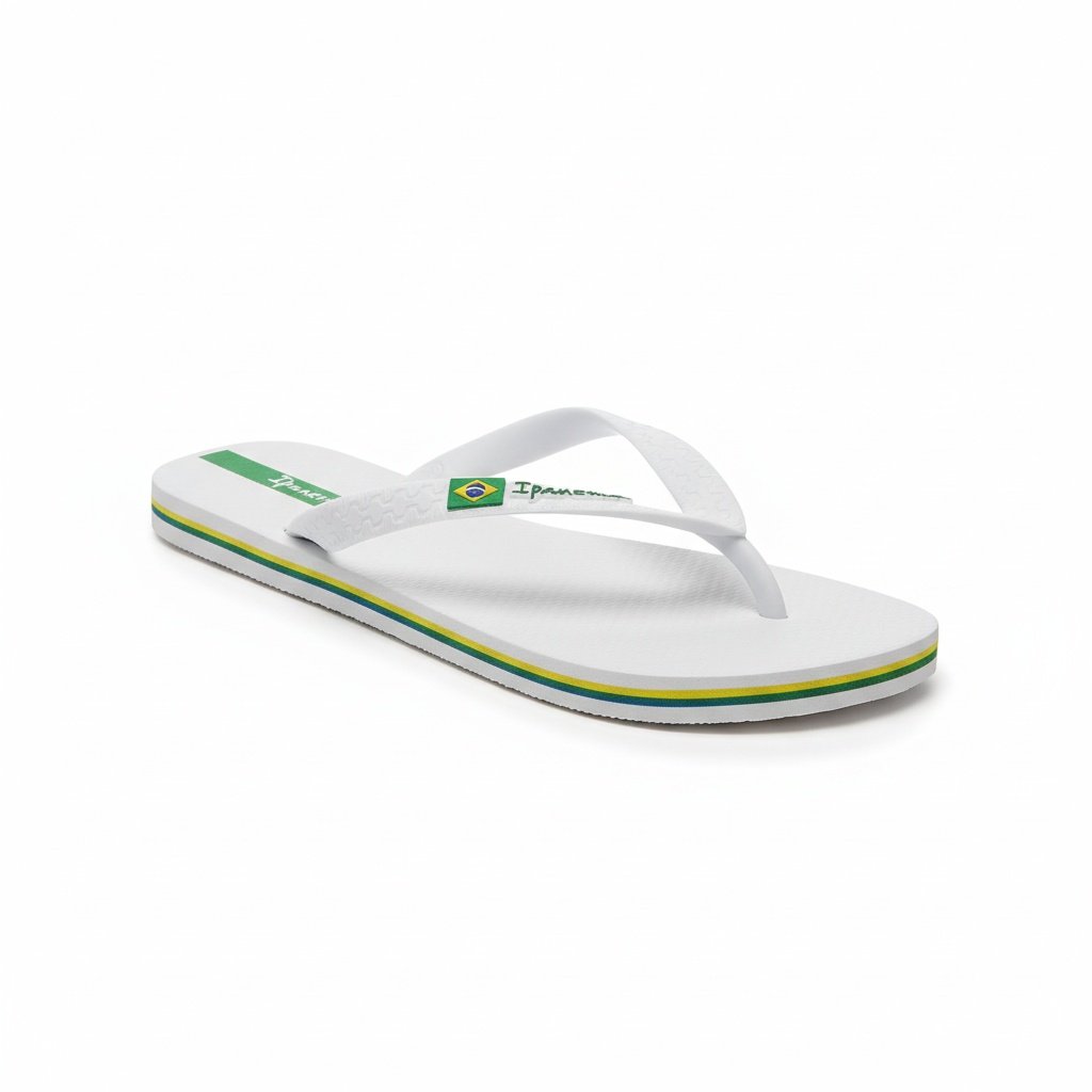 Chinelo Ipanema Branco Verde Masculino Antiderrapante