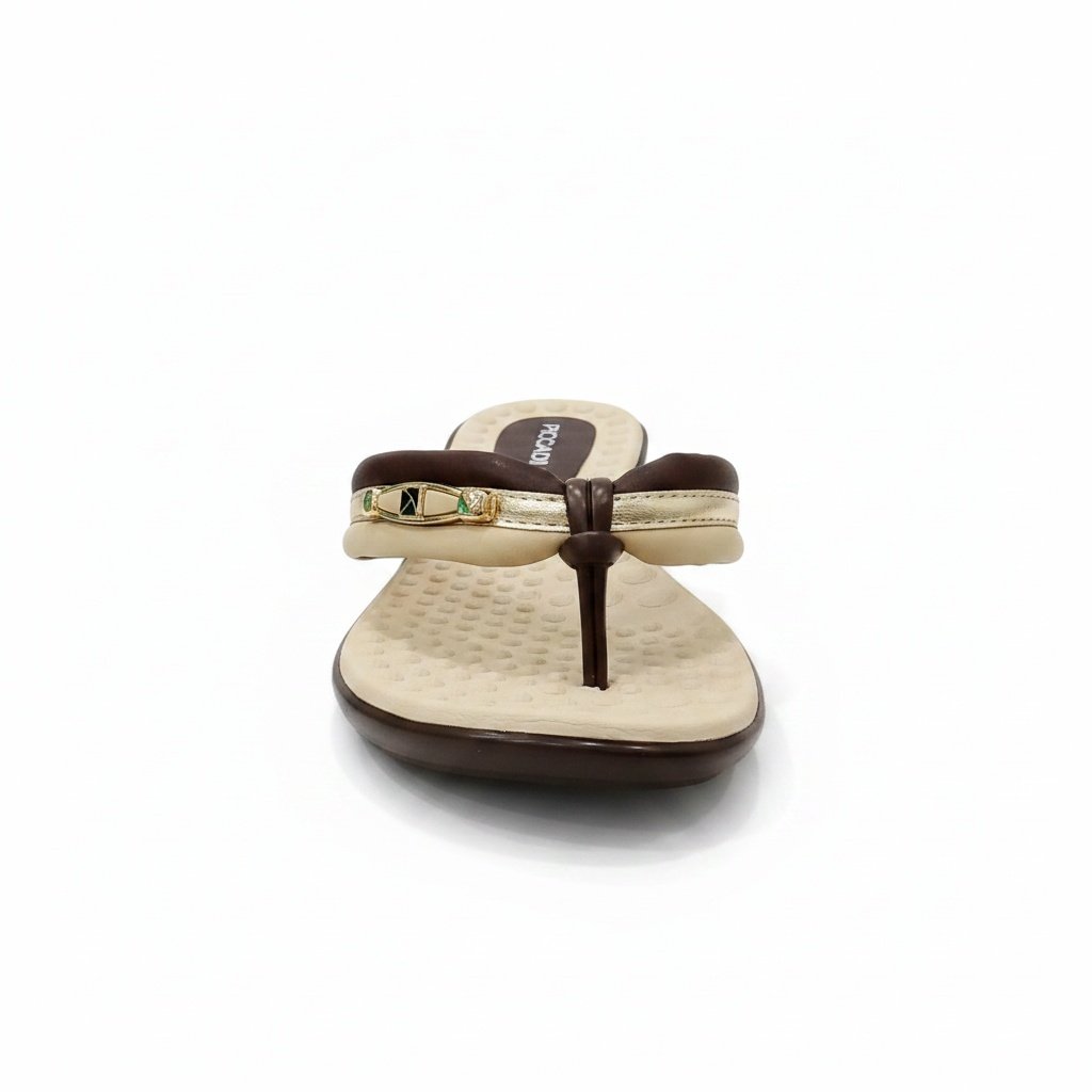 Piccadilly Tamanco Cacau Palmilha Anatomica Feminino Leve Bege/Marrom 2