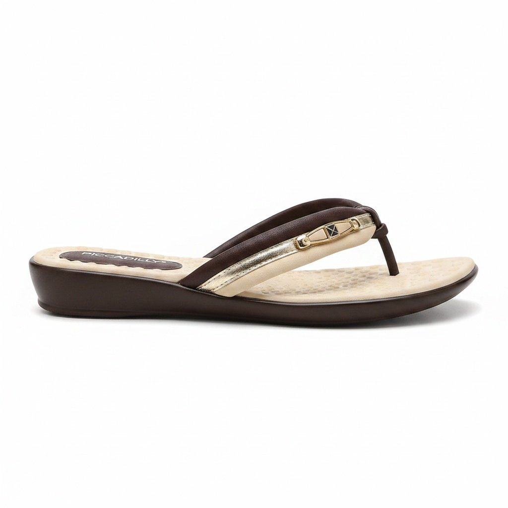 Piccadilly Tamanco Cacau Palmilha Anatomica Feminino Leve Bege/Marrom 3