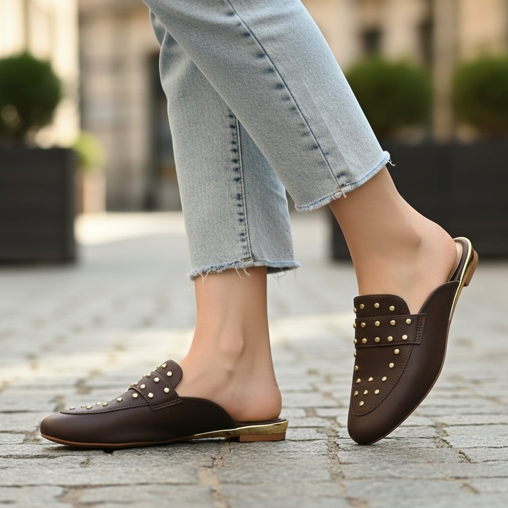 Modare Mule Chocolate Toque Aveludado Feminino Casual Marrom 5