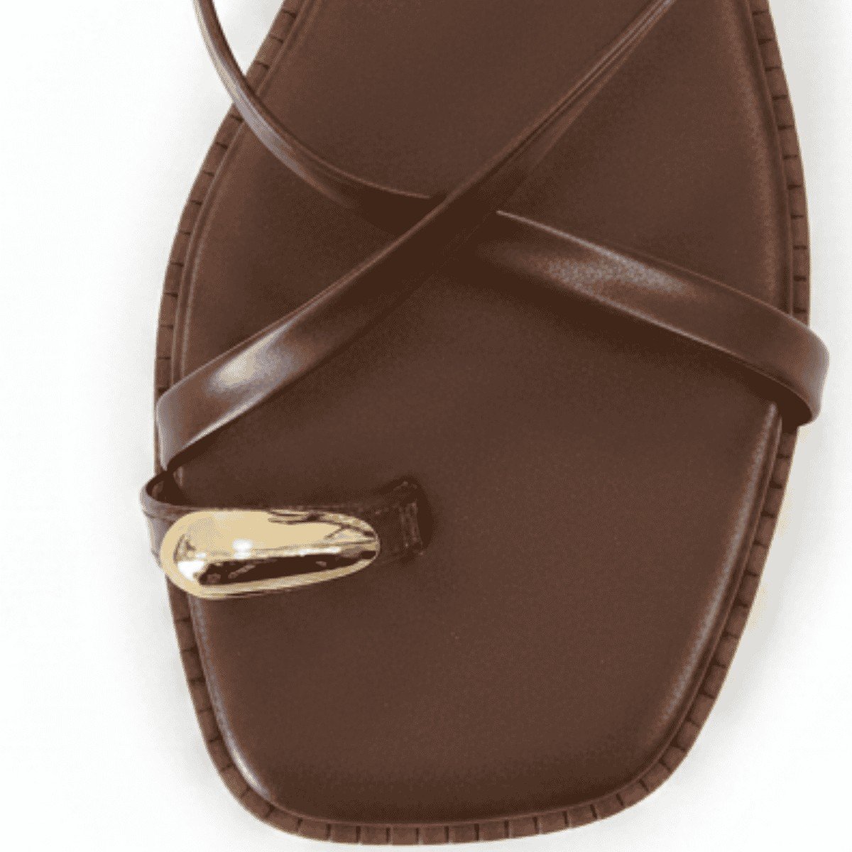 Sandalia Beira Rio Chocolate Bico Quadrado Toque Dourado Marrom 4