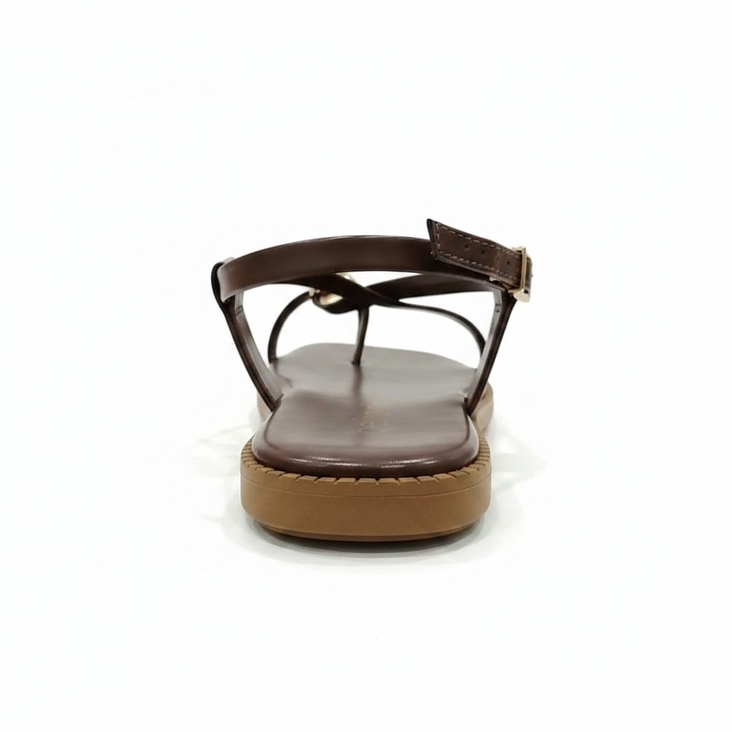 Sandalia Beira Rio Chocolate Bico Quadrado Toque Dourado Marrom 5