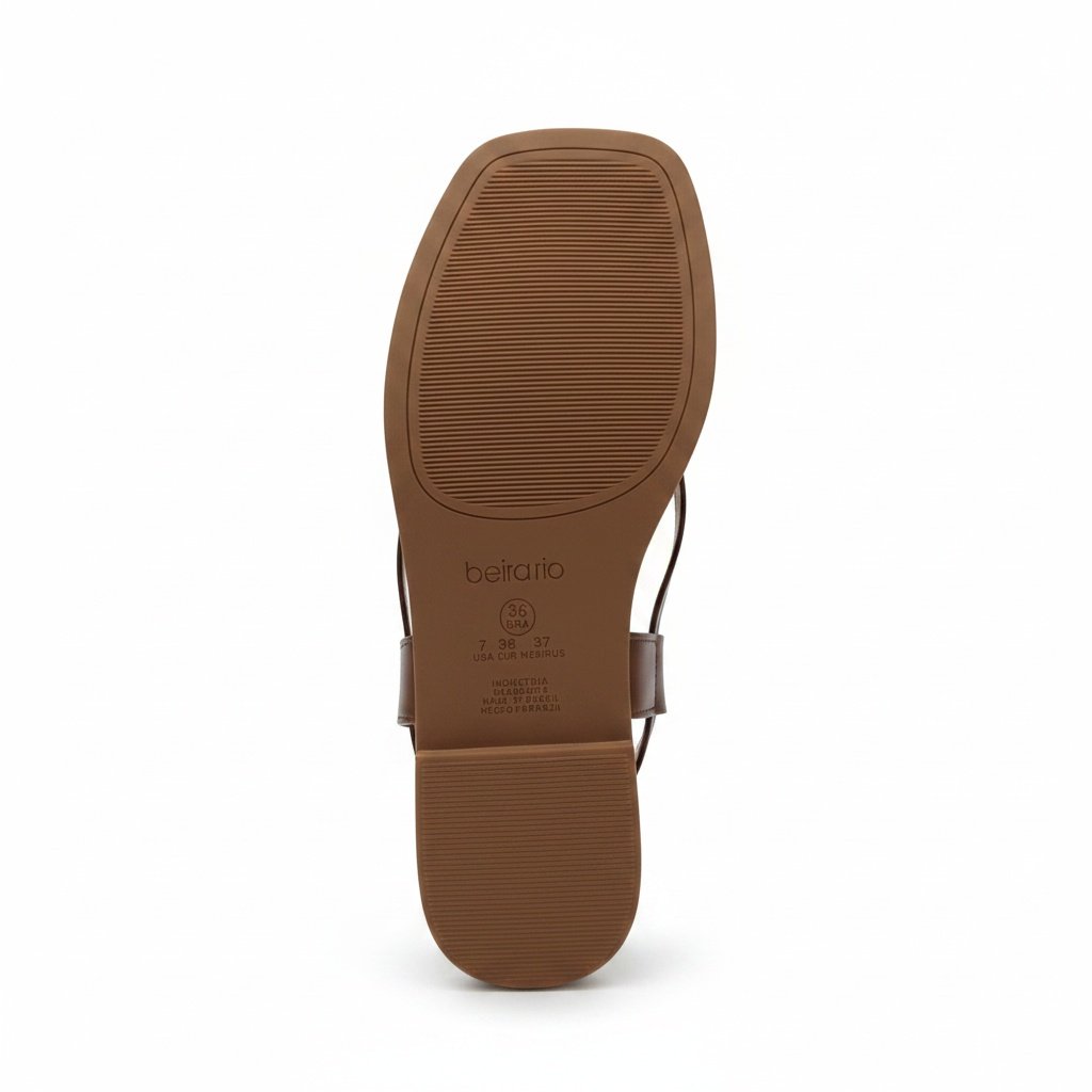 Sandalia Beira Rio Chocolate Bico Quadrado Toque Dourado Marrom 6