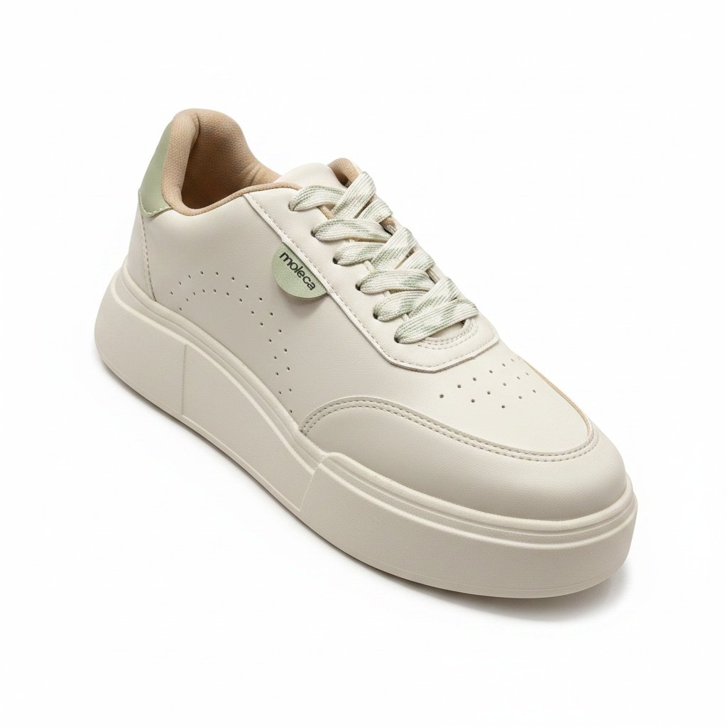 Tenis Moleca Urbano Branco Off Verde Luna Estilo Casual