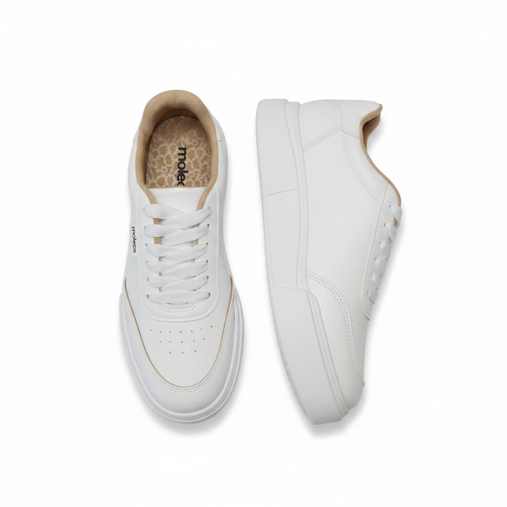 Tenis Moleca Branco Feminino Cadarco Estilo Casual Branco 2