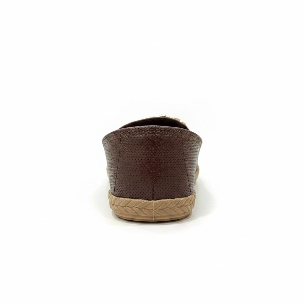 Sapatilha Moleca Chocolate Corrente Dourada Estilo Moderno Marrom 6