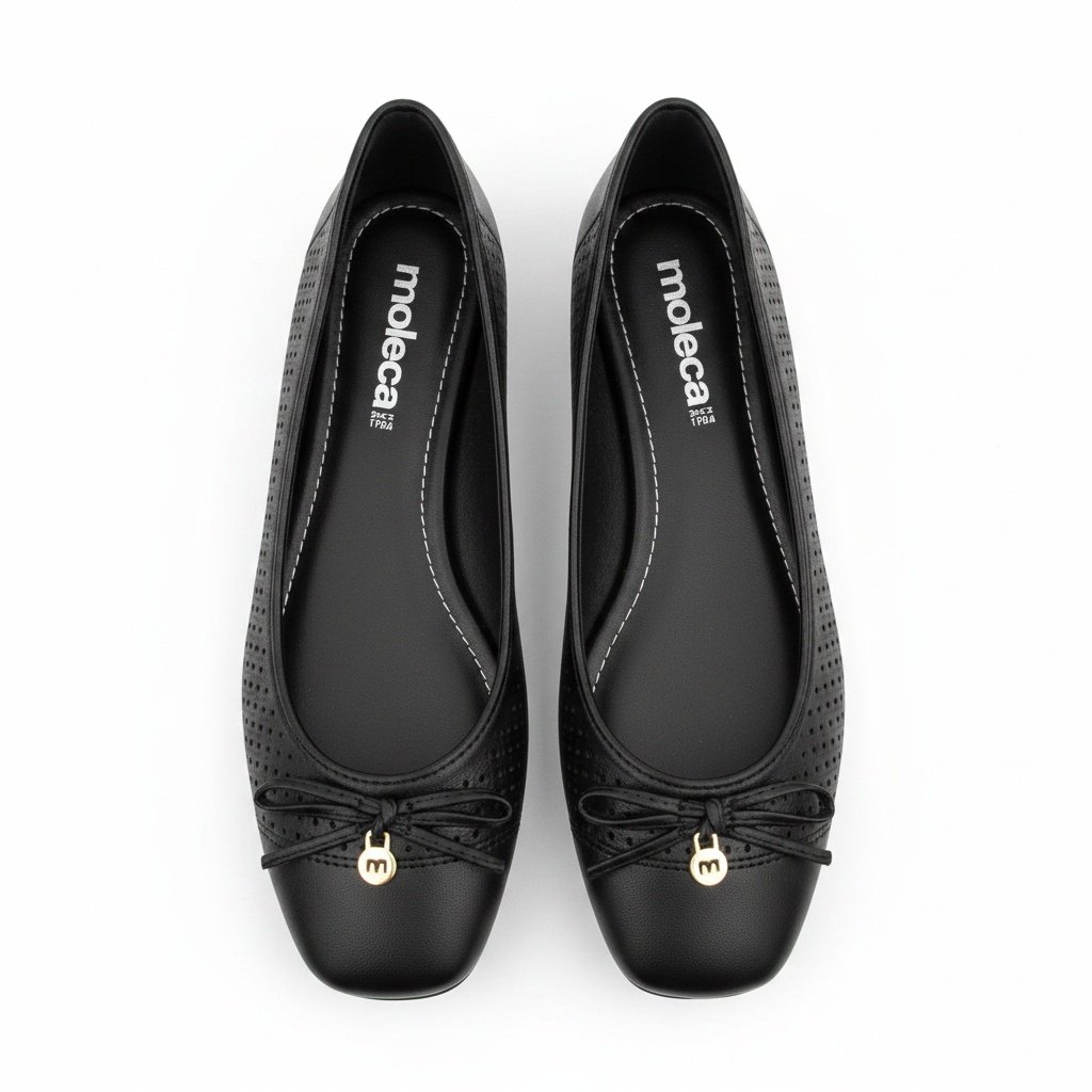 Sapatilha Moleca Preta Bico Redondo Elegancia Versatil Preto 4