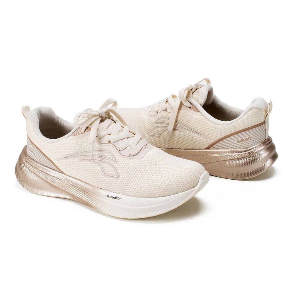 Tenis Kolosh Cream Champagne Design Leveza Feminina Bege 2