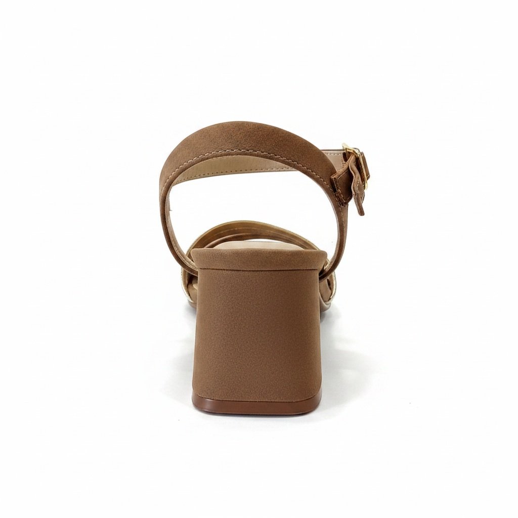 Modare Salto Bloco Castanho Dourado Feminino Ajuste Facil Marrom 5