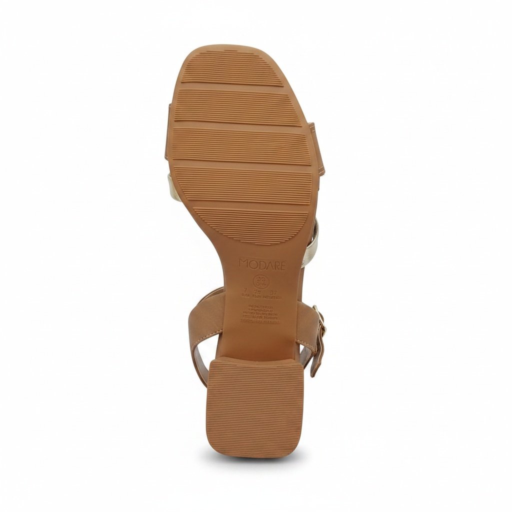 Modare Salto Bloco Castanho Dourado Feminino Ajuste Facil Marrom 6