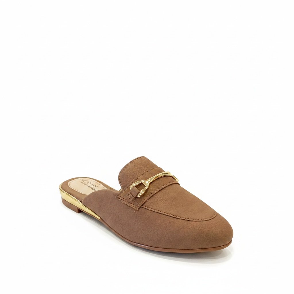 Modare Mule Castanho Elegancia Sofisticada Detalhe Metal