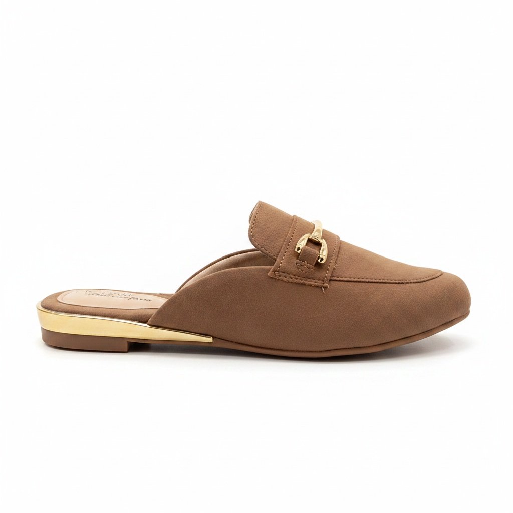 Modare Mule Castanho Elegancia Sofisticada Detalhe Metal Marrom 2