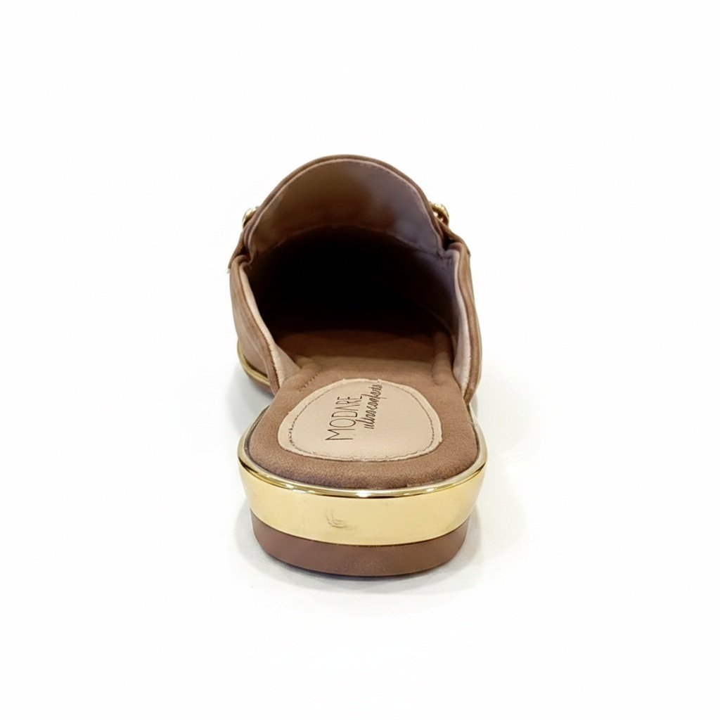 Modare Mule Castanho Elegancia Sofisticada Detalhe Metal Marrom 5