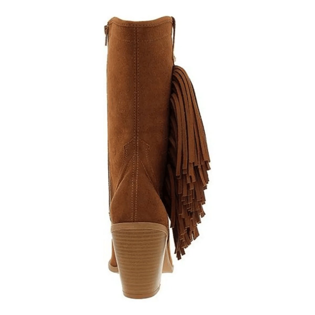 Bota Moleca Camel Franjas Bico Fino Charme Urbano Marrom 4