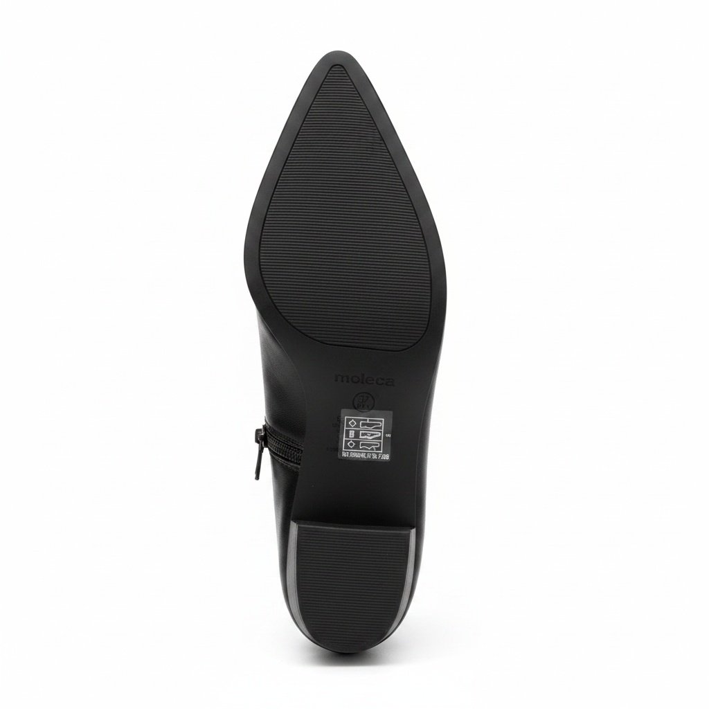 Bota Moleca Salto Bloco Preto Bico Fino Elegancia Urbana Preto 6