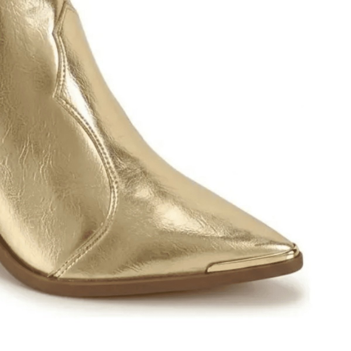 Bota Moleca Dourada Bico Fino Salto Bloco Feminino Dourado 3